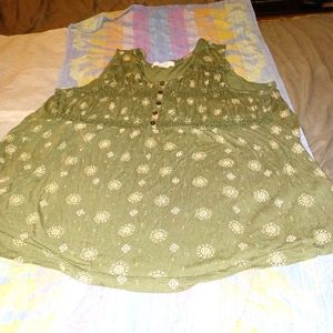 Lightweight long top 2X, soft Viscose fabric, boho vibe, comfy, sleeveless